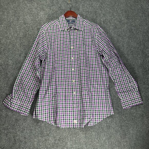 Vineyard Vines Shirt Mens Large Slim Fit Murray Button Down Purple Plaid Pocket - Picture 1 of 7